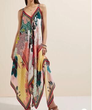 Anthropologie Bhanuni by Jyoti Floral Contrast Maxi Dress medium boho flowy